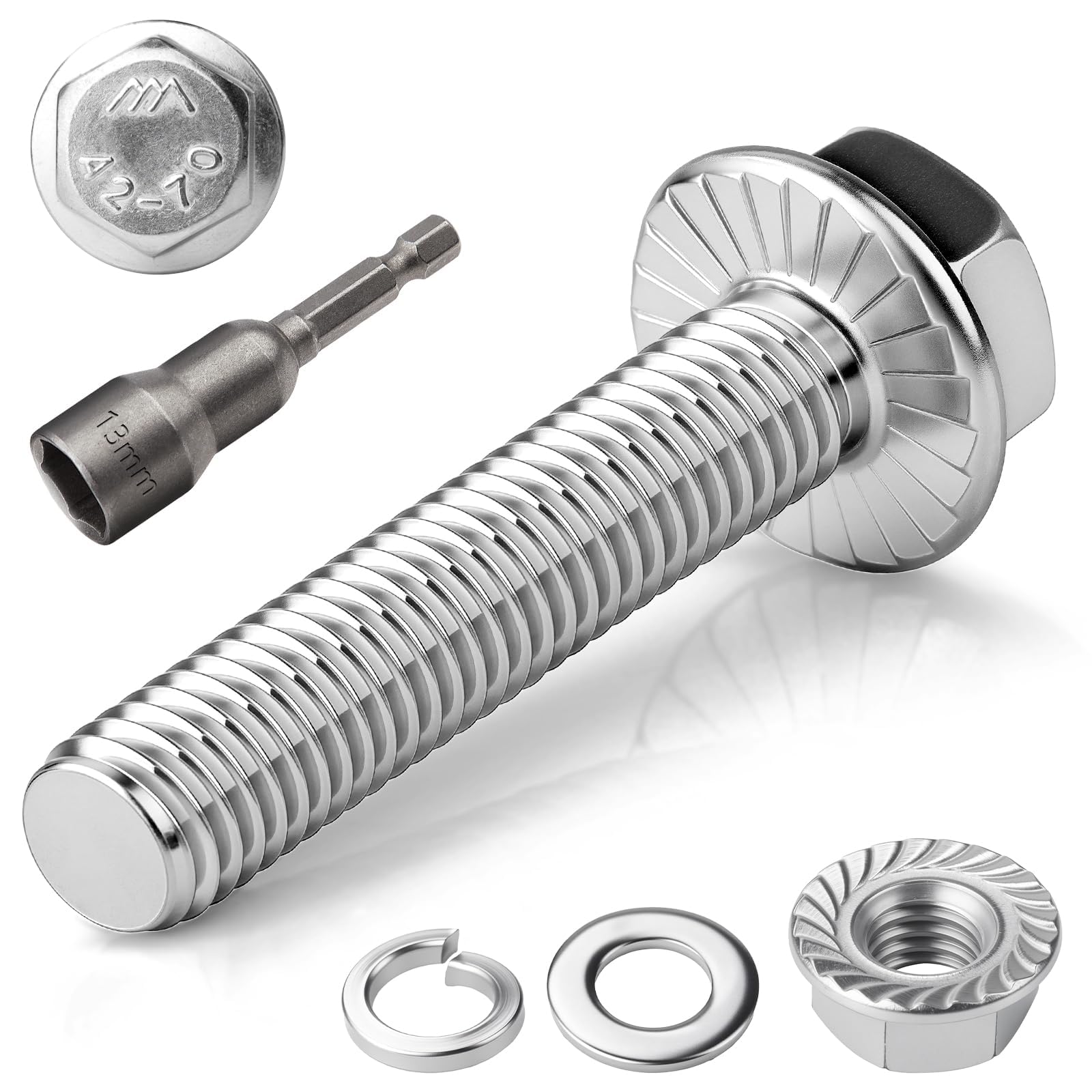 TXXATX 10 Pieces Bolts M10x20mm Hexagon Screws Stainless Steel Bolts A2 70
