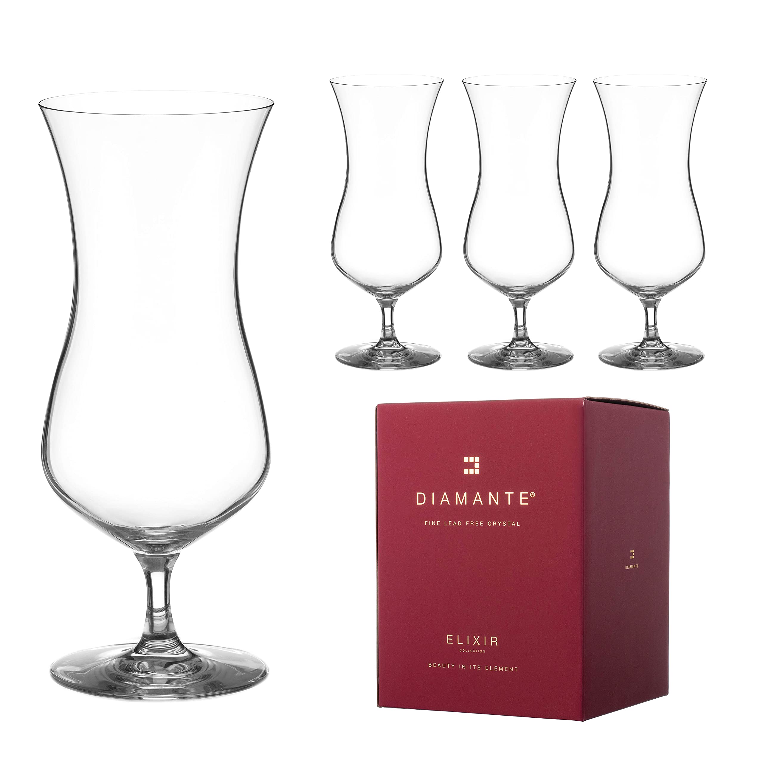 DIAMANTE Pina Colada - Set di 4 bicchieri da cocktail Hurricane - Cristallo senza piombo