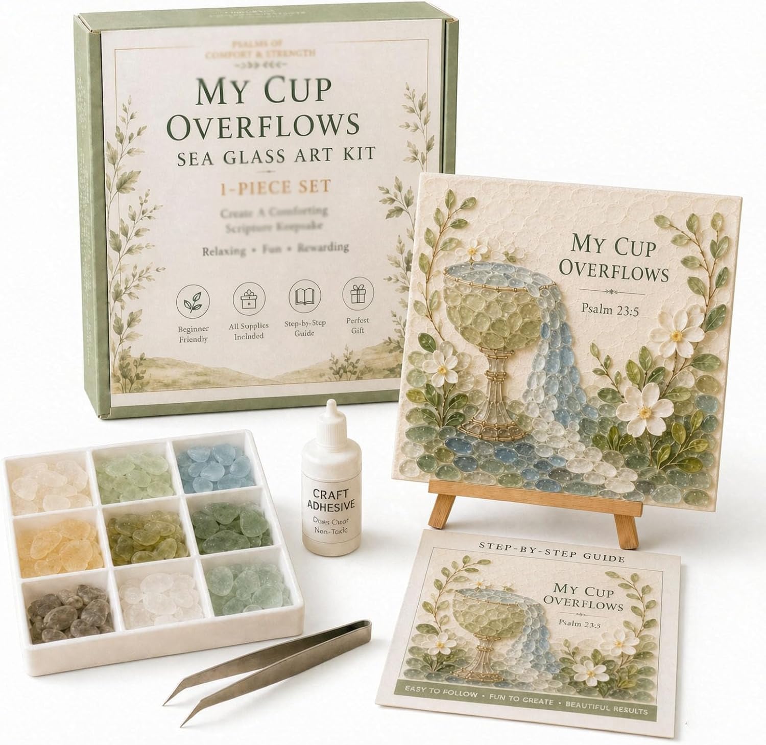 Psalms Sea Glass Art Kit, DIY Christian Wall Decor for Adults