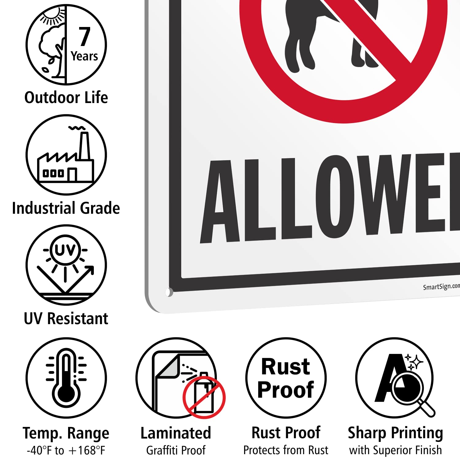 SmartSign No Dogs Allowed Metal Sign - 14x10 Inch, Rustproof Aluminum, UV Protected | Athletic Field Sign - View #3