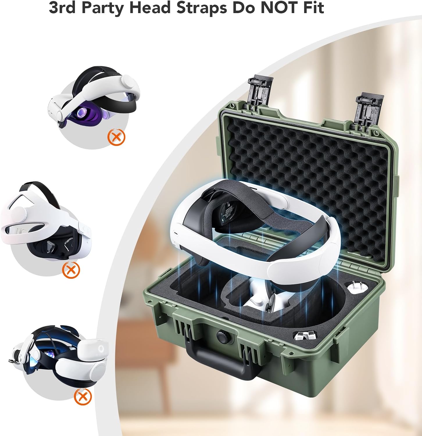 Lykus Titan OQ200 Waterproof Hard Case, Works with Quest 3S/Quest 3/Quest 2, Fit Official Elite Head Strap, Better Protection [CASE ONLY]