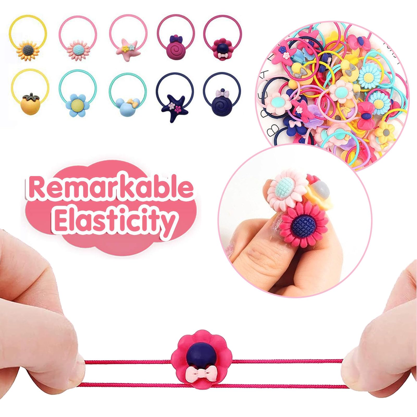 NIIIYTYB 20 Elastici Per Capelli Con Pompon Per Bambine - Mini Palline Di Fiore, Senza Metallo, Morbidi E Colorati - Accessori Carini Per Capelli Per Neonati E Ragazze - 3