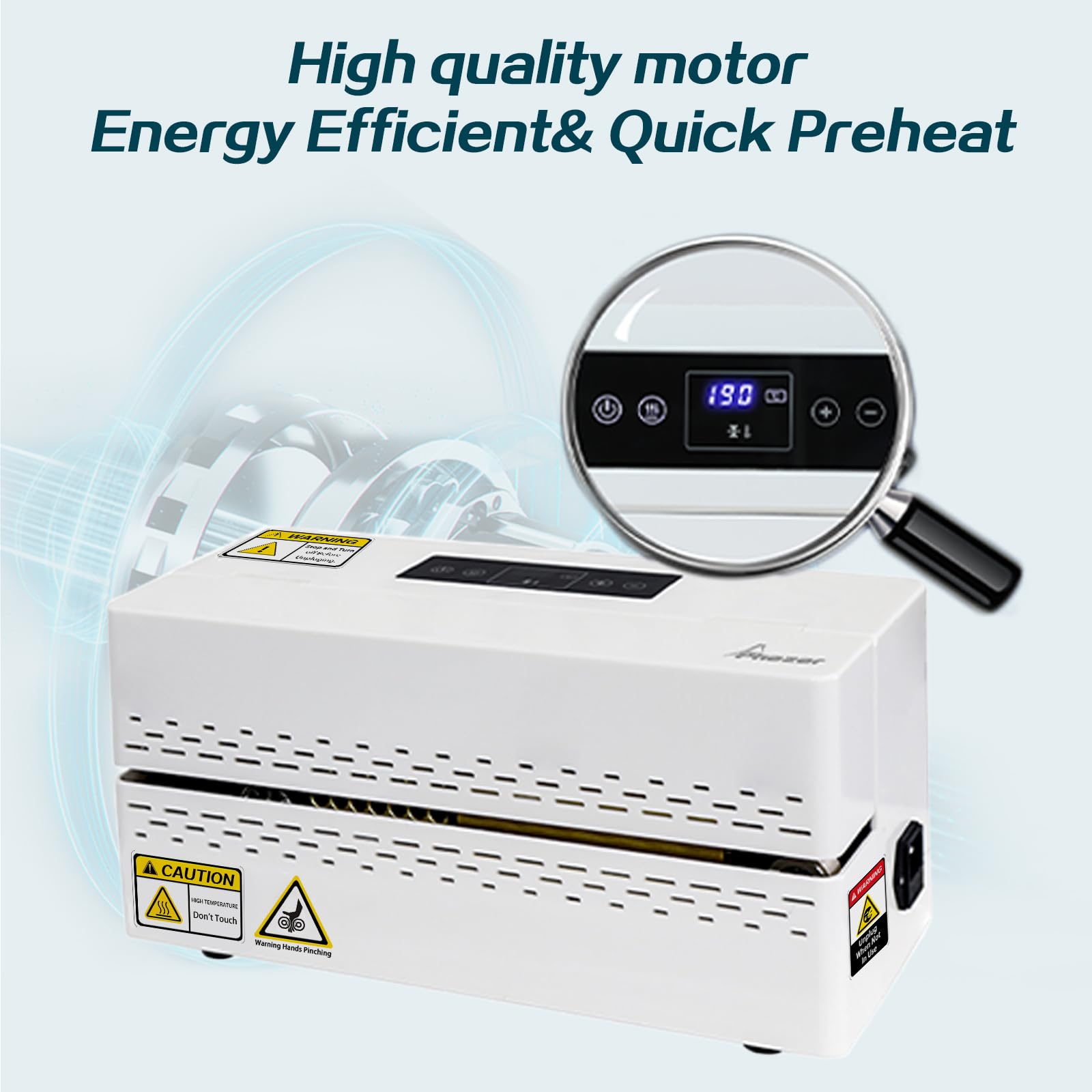 Phezer Máquina de sellado térmico continuo, sellador automático de bolsas de plástico con control digital de temperatura, sellador térmico de banda ligera para almacenamiento comercial de alimentos