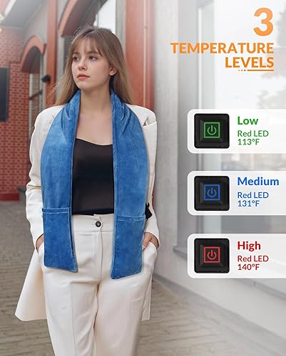 Miniatura 4 de Bufanda térmica para el cuello con cargador de batería de 10000 mAh, envoltura larga para aliviar el dolor de cuello, calentador de cuello portátil