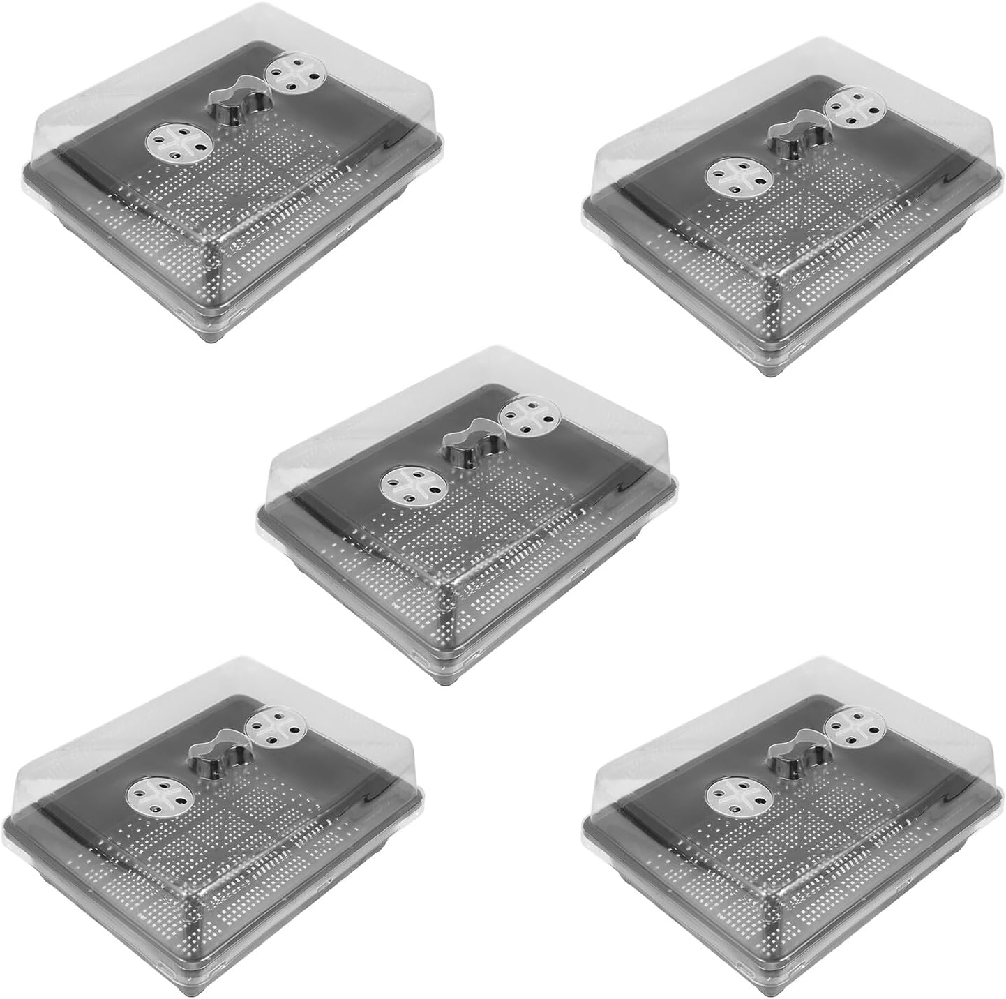 NUOBESTY 5 Sets Garden Nursery Pot Plant Flower Growth Box with High and Low Plastic Covers 35x27.5x7.5cm Germination Trays for Home Greenhouse Seed Starting and Vegetable Sprouting