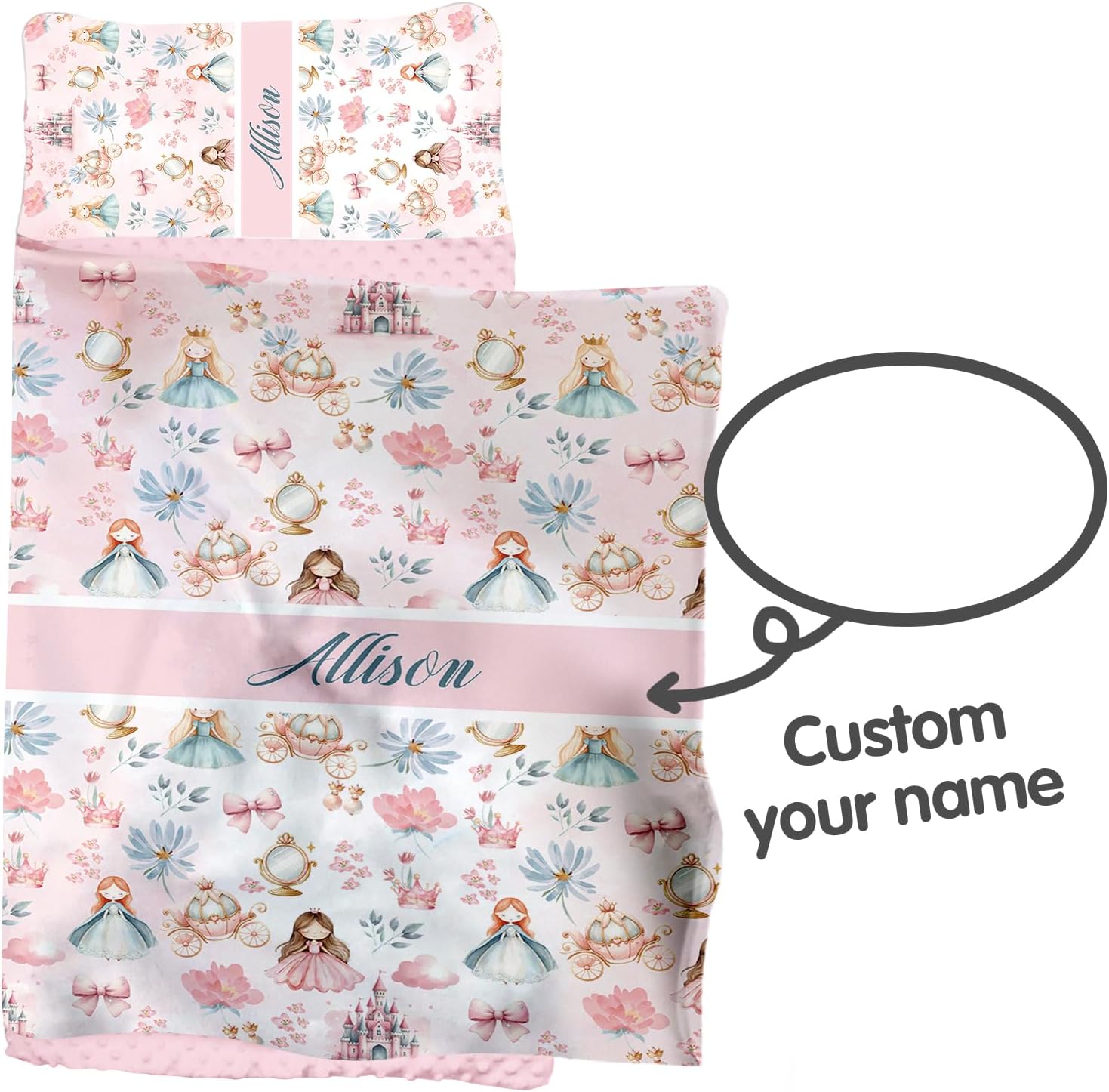Personalized Toddler Nap Mat for Preschool, Custom Name Kids Sleeping Bag for Daycare, Kindergarten Roll Up Sleeping Mat with Removable Pillow and Soft Blanket, Fun Themes for Boys & Girls