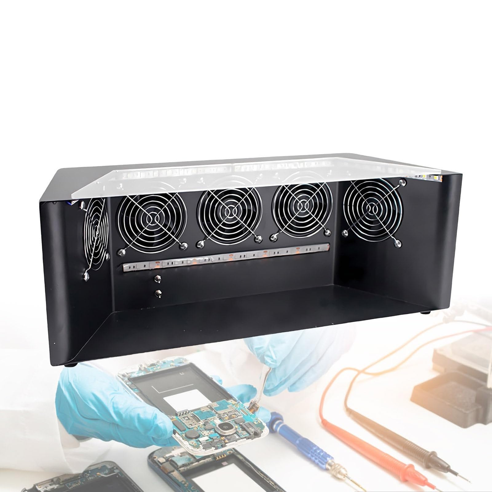 Laminar Flow Hood, HEPA-Filter, vertikale Reinigungsbank mit effizientem Filter und 5 Lüftern für Elektronik-Reparatur
