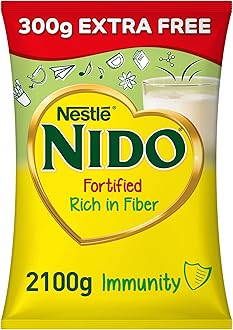 Nestle Nido Fortified Milk Powder Rich in Fiber 1800g + 300g FREE, Tin, Fortified with Iron, Zinc and essential nutrients, supports immune system