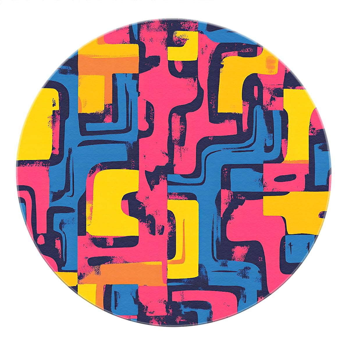 Tapis circulaire doux antidérapant et lavable style géométrique pop art 180 cm
