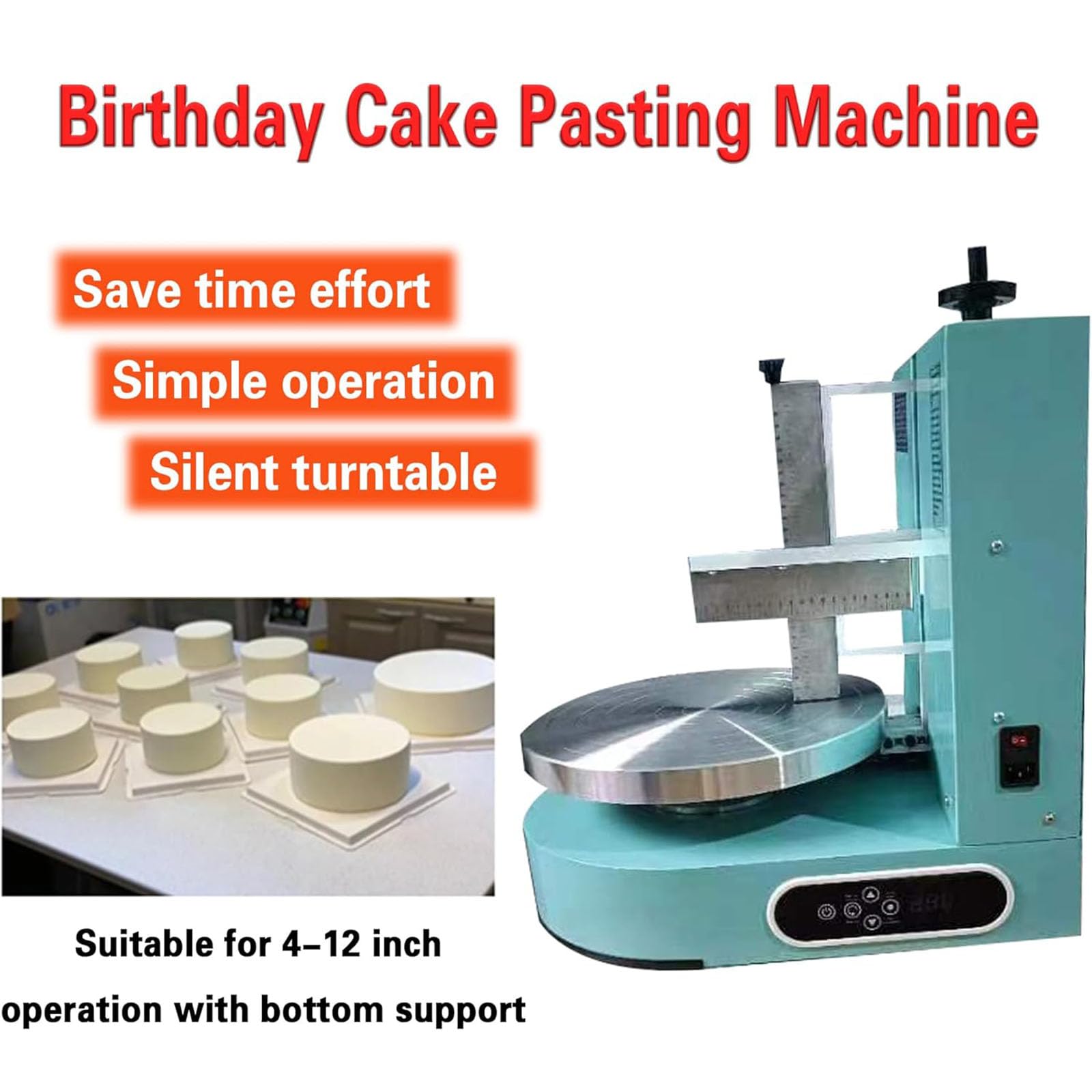 Machine à tartiner électrique – Lisseur de glaçage en acier inoxydable avec plateau tournant à vitesse réglable pour décoration de gâteaux professionnelle, convient pour les gâteaux de 10 à 30,5 cm