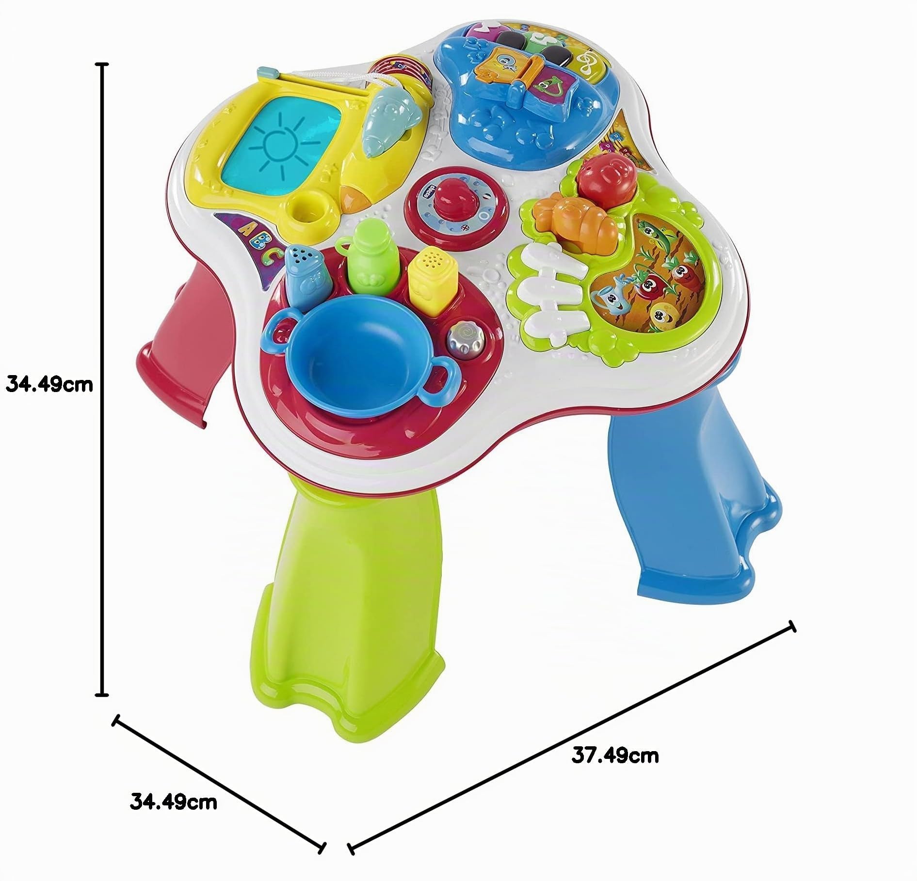 Chicco Mesa Crece y Aprende Bilingüe, Multiactividad Italiano/Inglés, Juego Educativo Electrónico Interactivo y Parlante con Efectos Sonoros y Luminosos, para Niños 1-4 Años