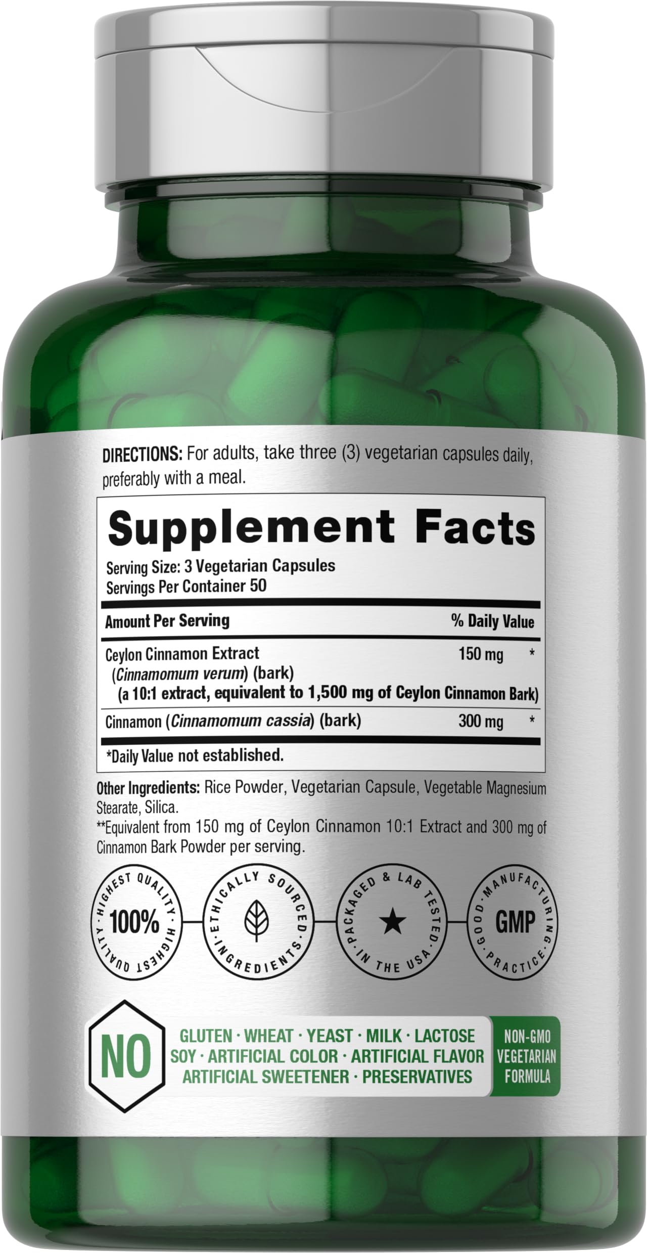 Horbäach Cinnamon Capsules | 150 Count | Ceylon Cinnamon Supplement — Amazon image 2