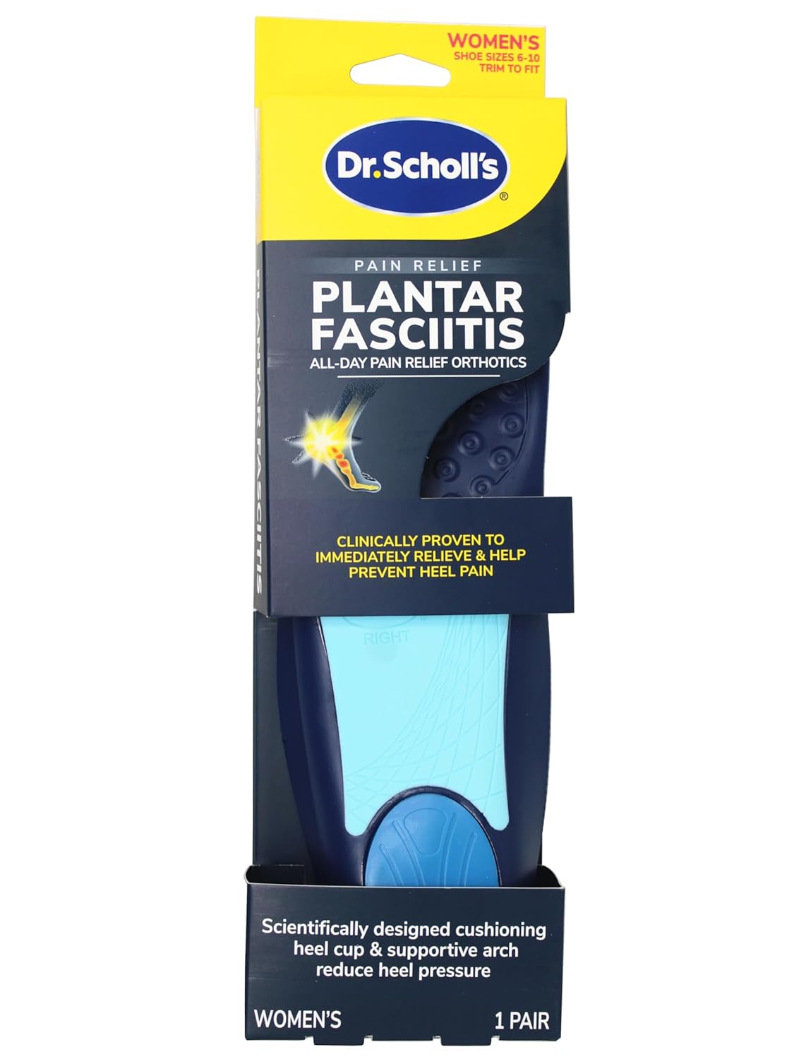 Dr. Scholl's Plantar Fasciitis Pain Relief Orthotics Clinically Proven Relief and Prevention of Plantar Fasciitis Pain for, Standart, Standard, Fit: Women's Size 6-10, Standard, 1 Pair (Pack of 12)