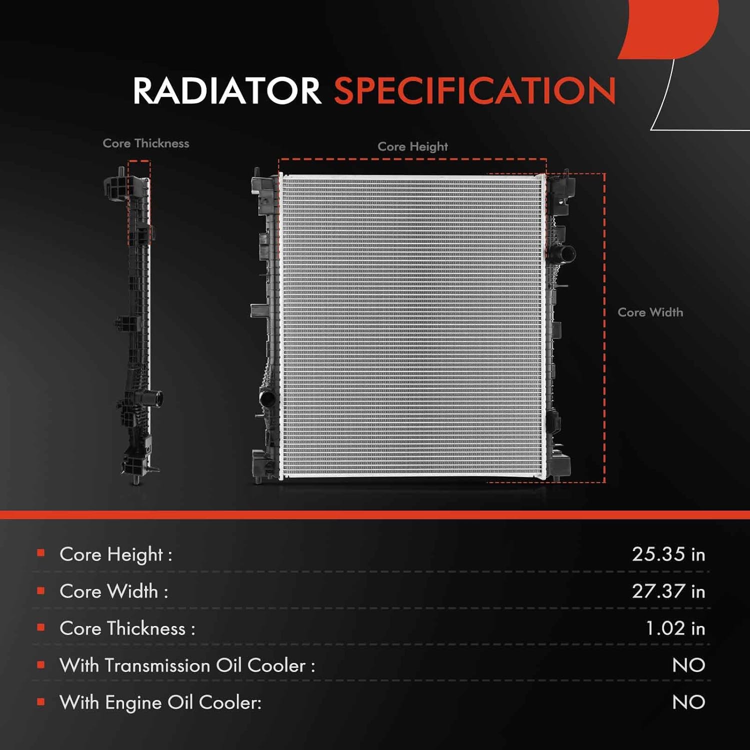 A-Premium Engine Coolant Radiator Assembly Compatible with Ford Explorer 2020-2023, Police Interceptor Utility 2020-2022 & Lincoln Aviator 2020-2023, 2.3L 3.0L, Replace# L1MZ8005K