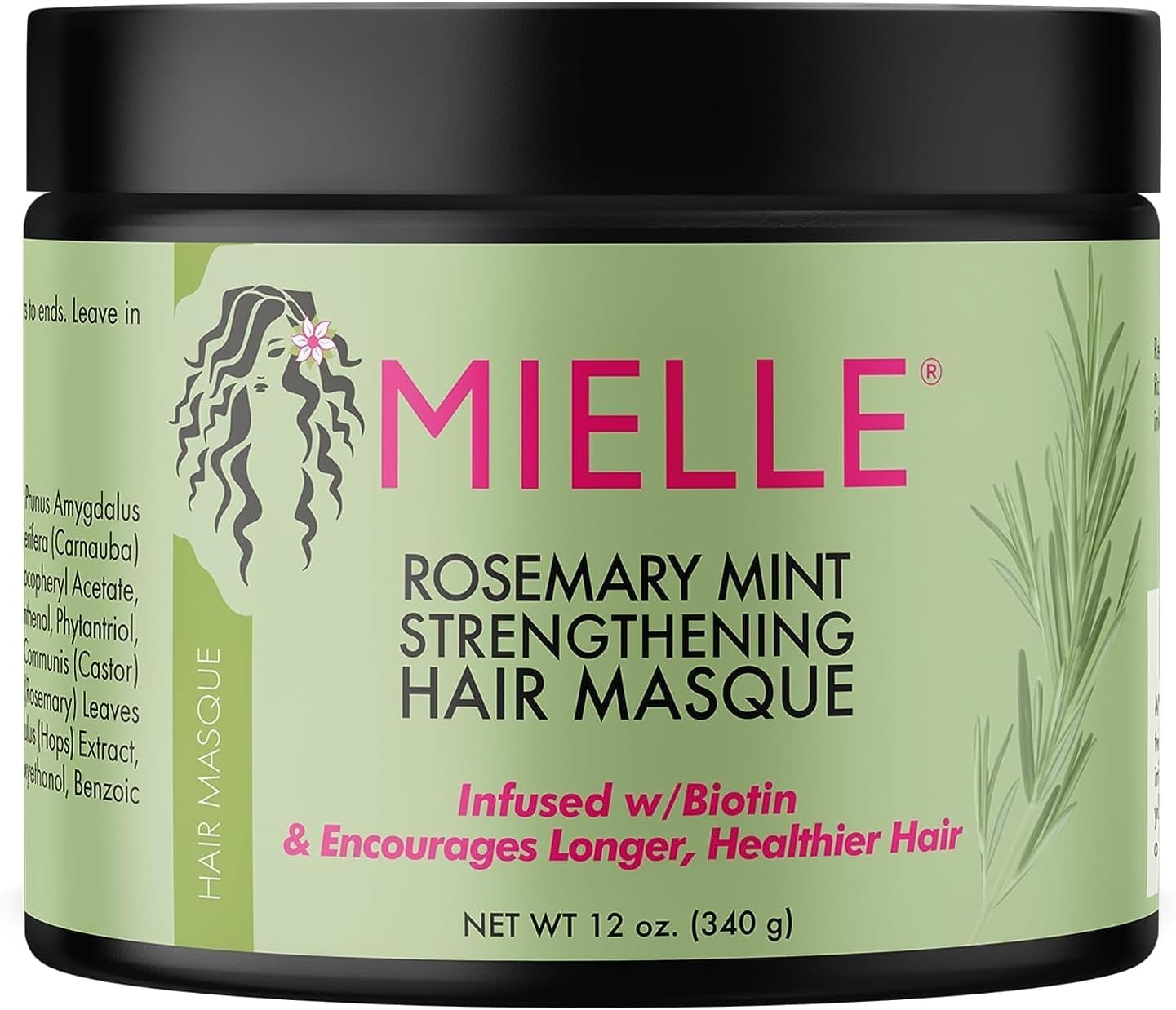 Rosemary Mint Strengthening Hair Masque, Essential Oil & Biotin Deep Treatment, Miracle Repair for Dry, Damaged, & Frizzy Hair 340gm,1 Count