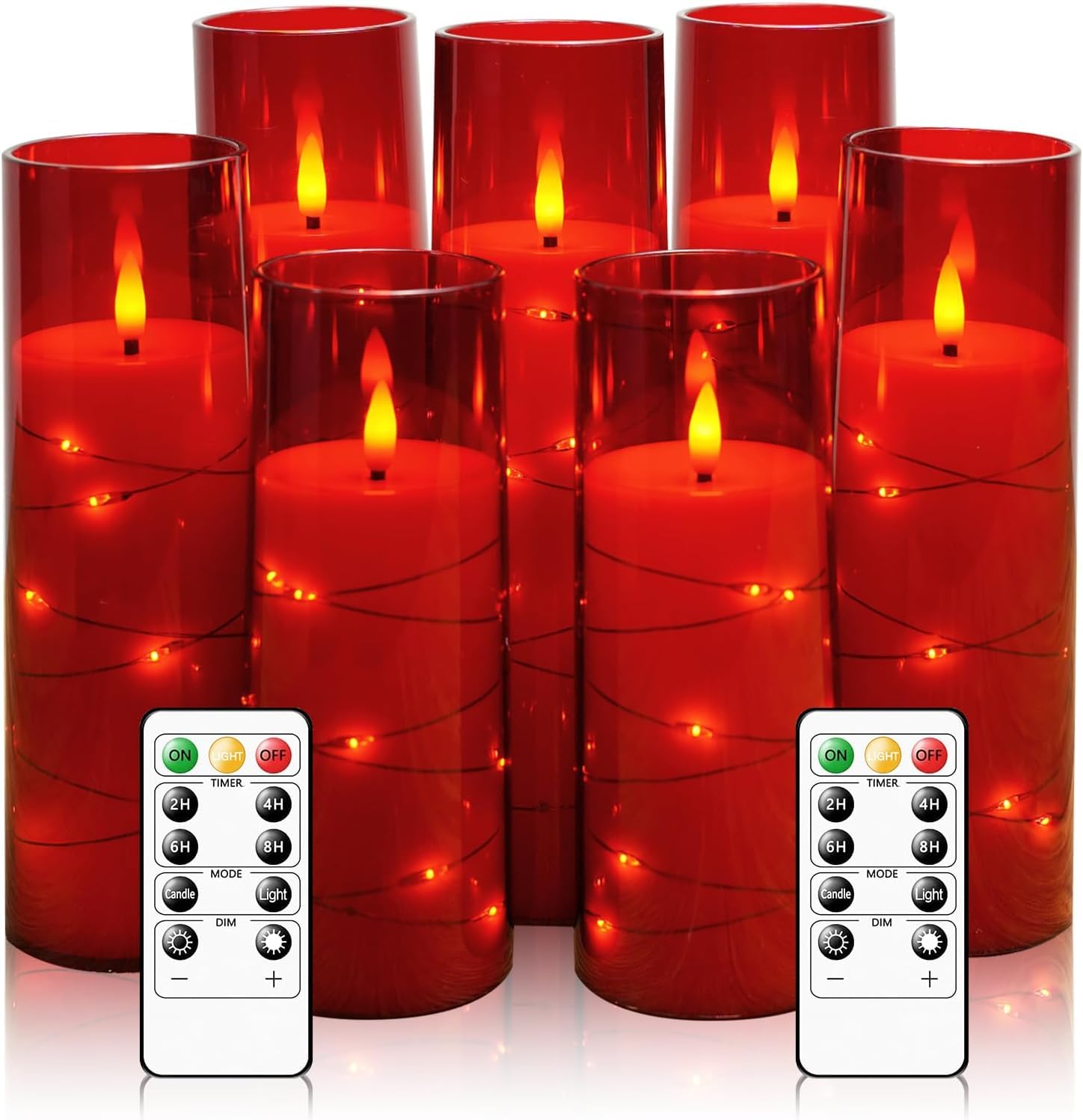 Bougies LED sans Flamme - Bougies à LED - Bougie Led Vacillante Avec Vacillement Des Flammes Très Réaliste avec Télécommande,Fonction Minuterie, (Noir, 7 pièces)