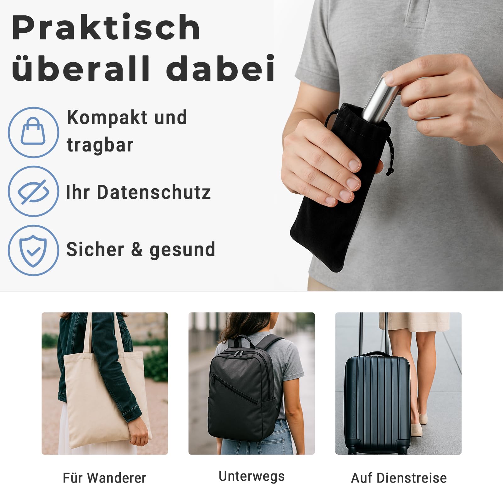 Ensemble de pommeau de douche en métal pour rinçage intestinal avec régulateur de débit – Système de douche unisexe pour les soins intimes pour homme et femme – Avec sac à main en velours comme