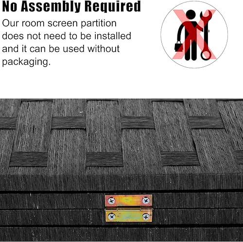 Miniatura 4 de Paneles plegables de fibra de tejido alto, biombo de madera con 4 paneles plegables de 6 pies de alto, divisor de malla, portátil, divisores de