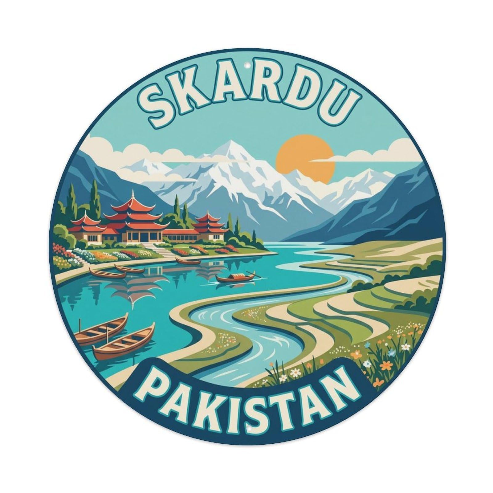Yrnq 8X8inch Vintage Style Vintage Travel Pakistan Skardu Valley Metal Tin Sign