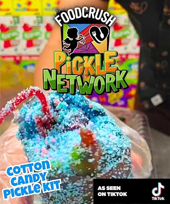 Cotton Candy Pickle Kit For 2 |20 Pieces| 2 X Cotton Candy Crunch, Pop Rocks, Blue Raz Pickles, Lucas Gusano Chamoy, Skwinkles, social media trend items gifts for kids teen girls boys