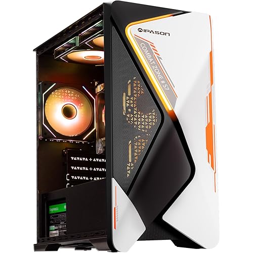 IPASON Gaming Desktop AMD Ryzen 5 5600GT (Beats Intel 10th-gen i7 & Lower) AMD Radeon Vega 7 16GB DDR4 3200MHz 1TB M.2 NVMe 550W PSU Windows 11 Home Prebuilt Gaming PC New Computers White & Black