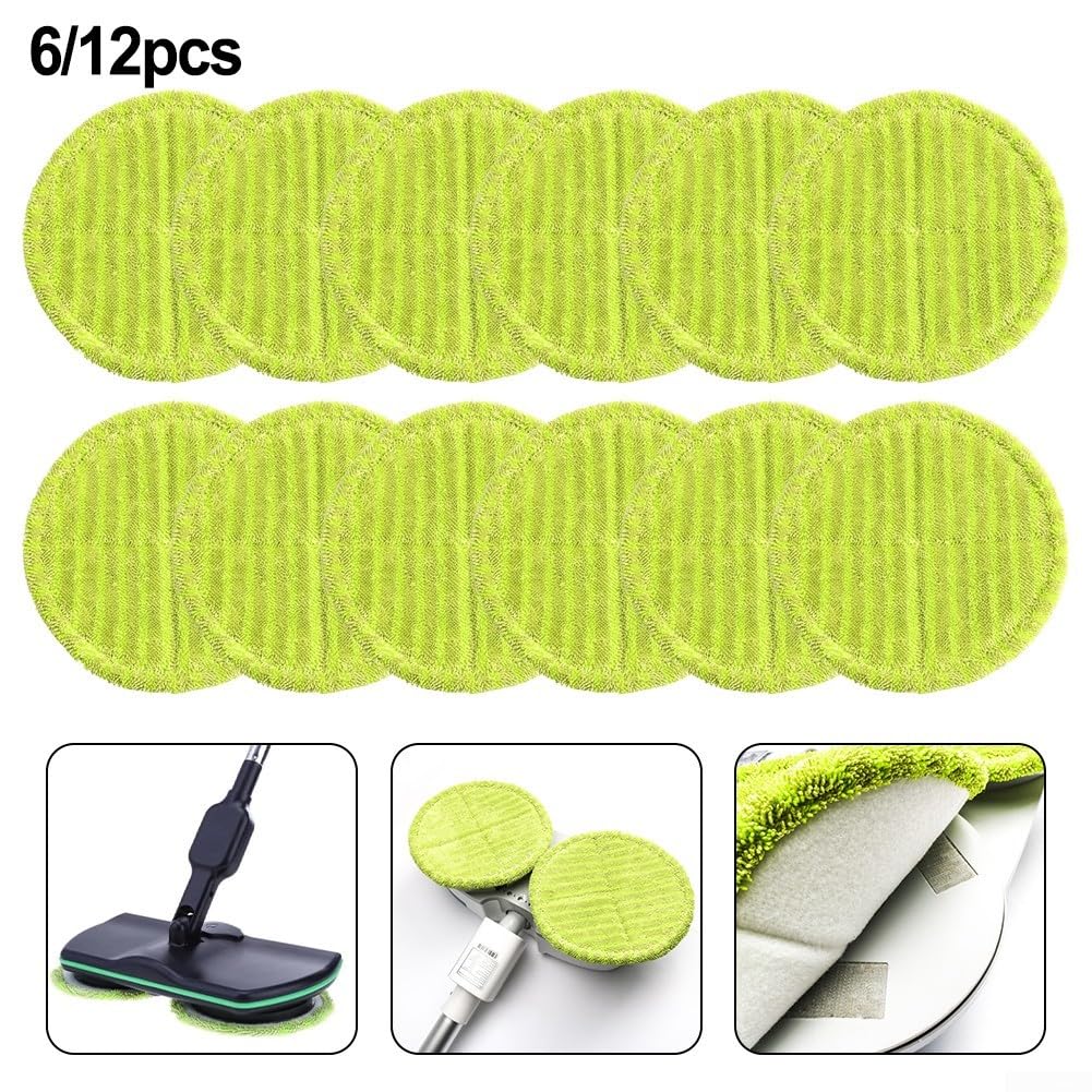 Chiffons de rechange pour balai électrique, tampons ronds de 16 cm, 6/12 pièces, solutions de nettoyage douces et lavables (6 pièces)
