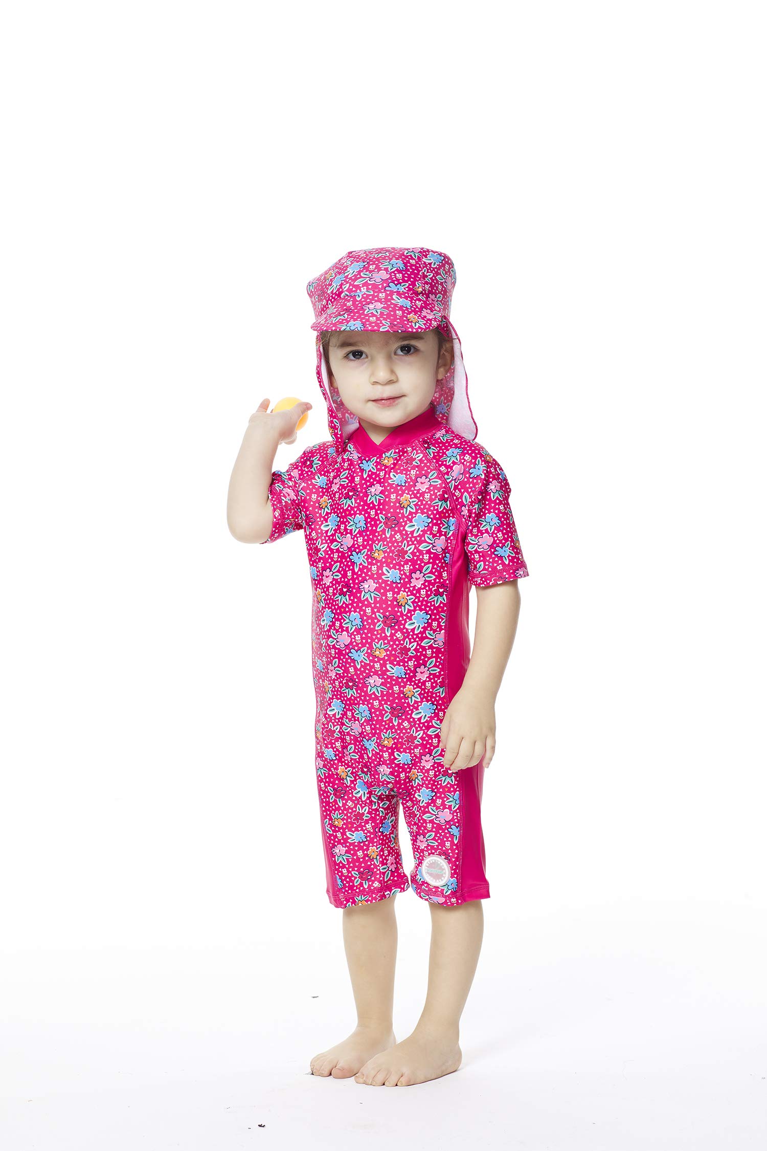 BONVERANO Bébé Maillot de Bain Une pièce à Manches Courtes bébés Filles Protection UV 50+ One Zip