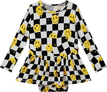 Baby Girl Bodysuit Dress Bamboo Viscose Long Sleeve Soft Infant Romper Dresses