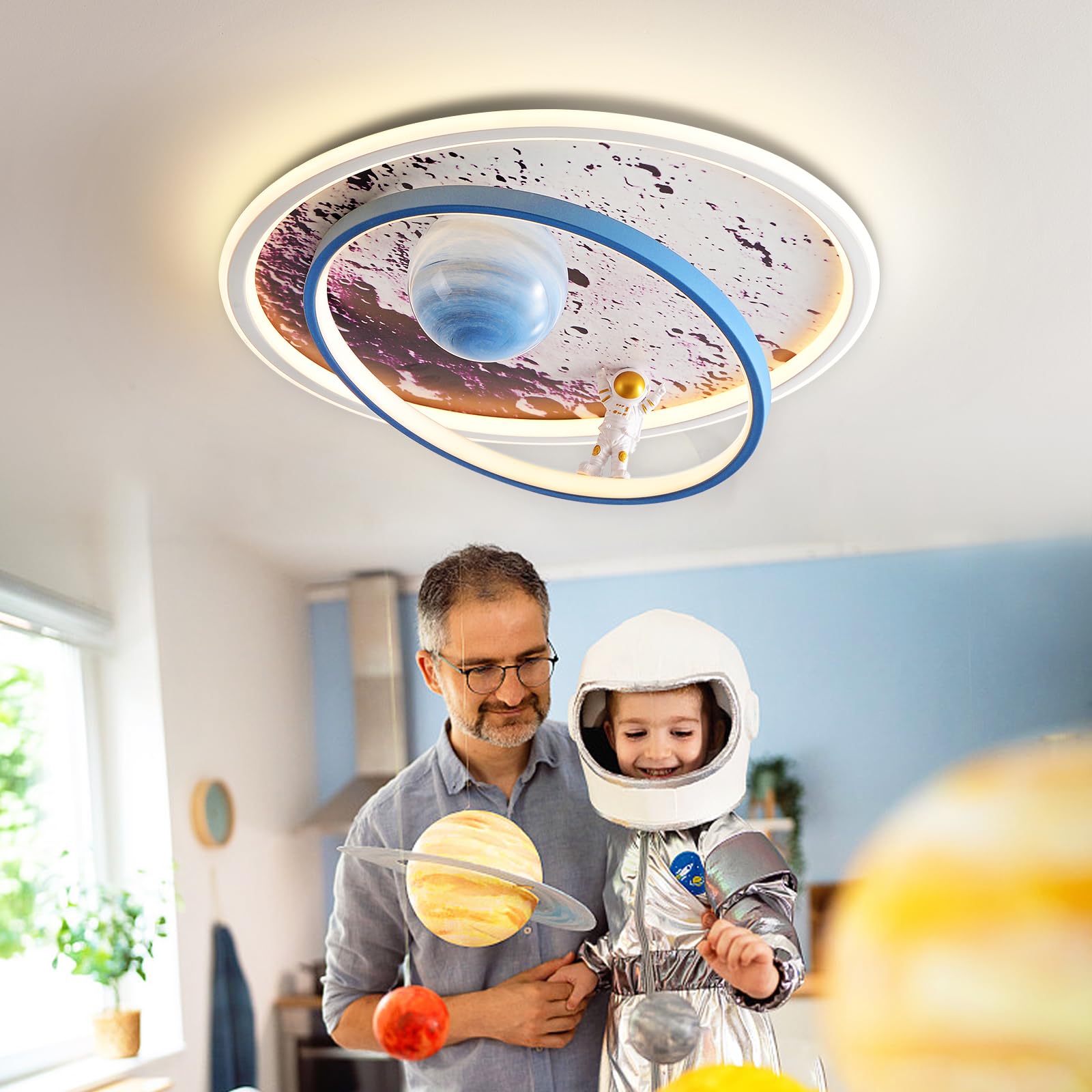 Lampada da soffitto a LED per bambini, Plafoniera Cameretta Bambini Dimmerabile con Telecomando, Lampada Soffitto Camera da Letto Astronauta, Cartoon Lampada da Soffitto Creativa per Bambino Ragazzi