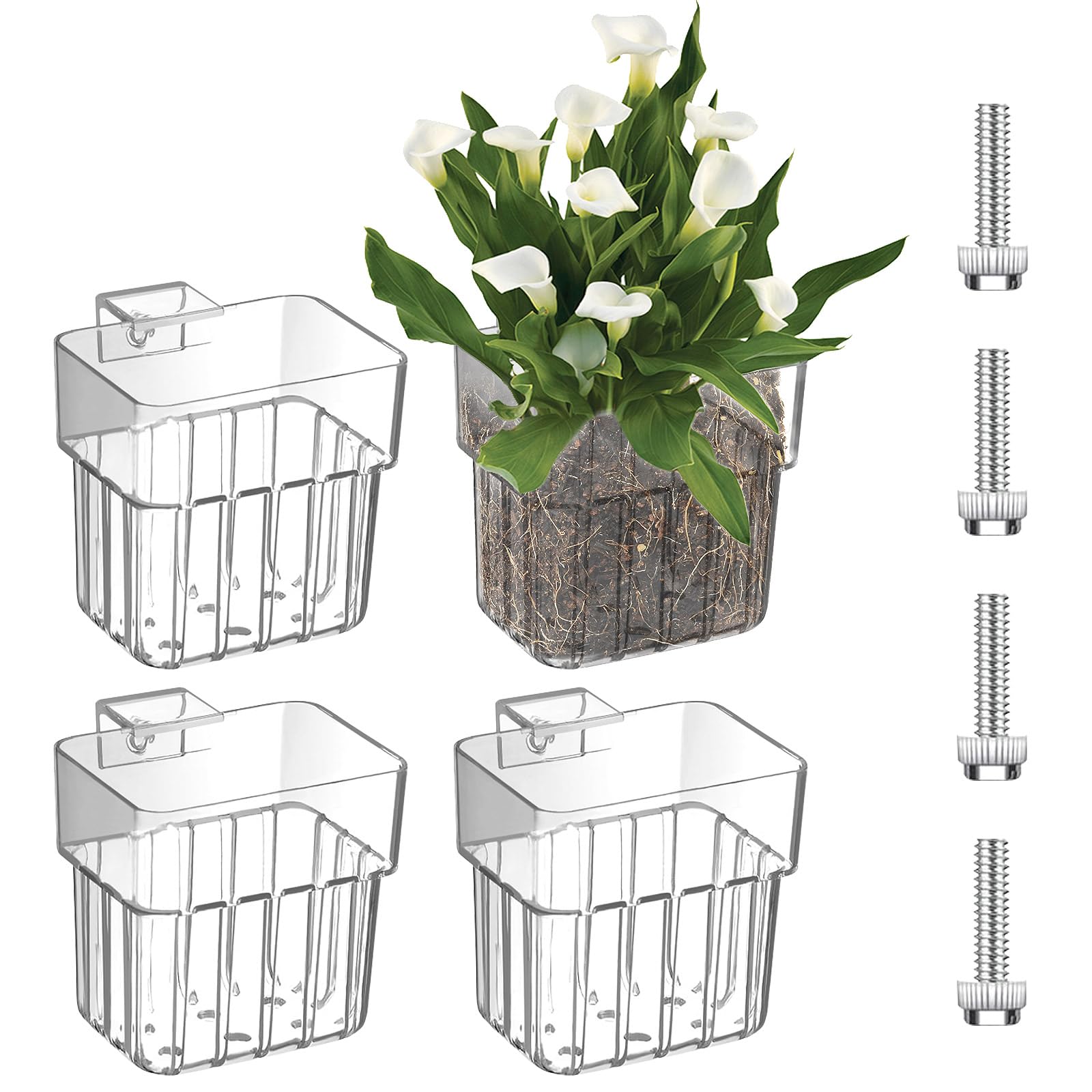 BEVBBJOA 4 Pcs Aquarium Plant Holder,Hanging Fish Tank Plant Pot Aquarium Planter Cups,Suitable for Fish Tank Scene Arrangement of a Variety of Plants Hydroponics