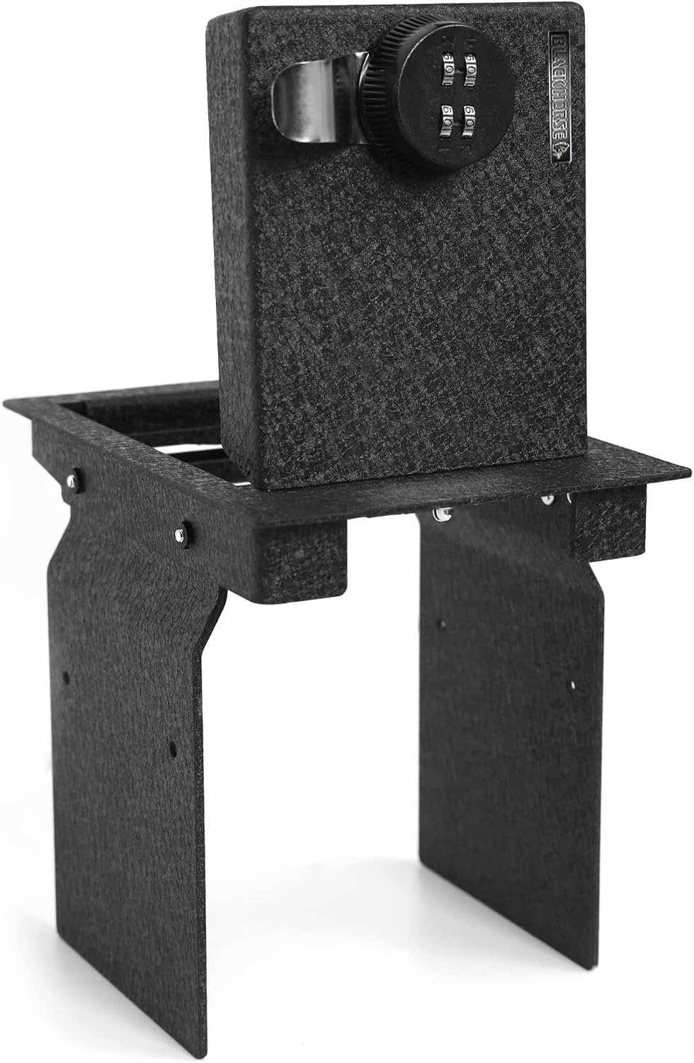 Black Horse Center Console Safe , Black Gun Box Organizer, with 4 Digit Combination Resettable Lock