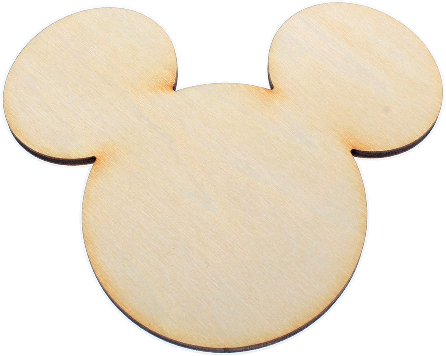 yuhoshop Wooden Mickey Mouse Head 5pcs 6" (Wide Ear to Ear) X 1/8" inch Plain Unfinished Wood Cutouts for Embellishment,DIY Wedding Guestbook Sign