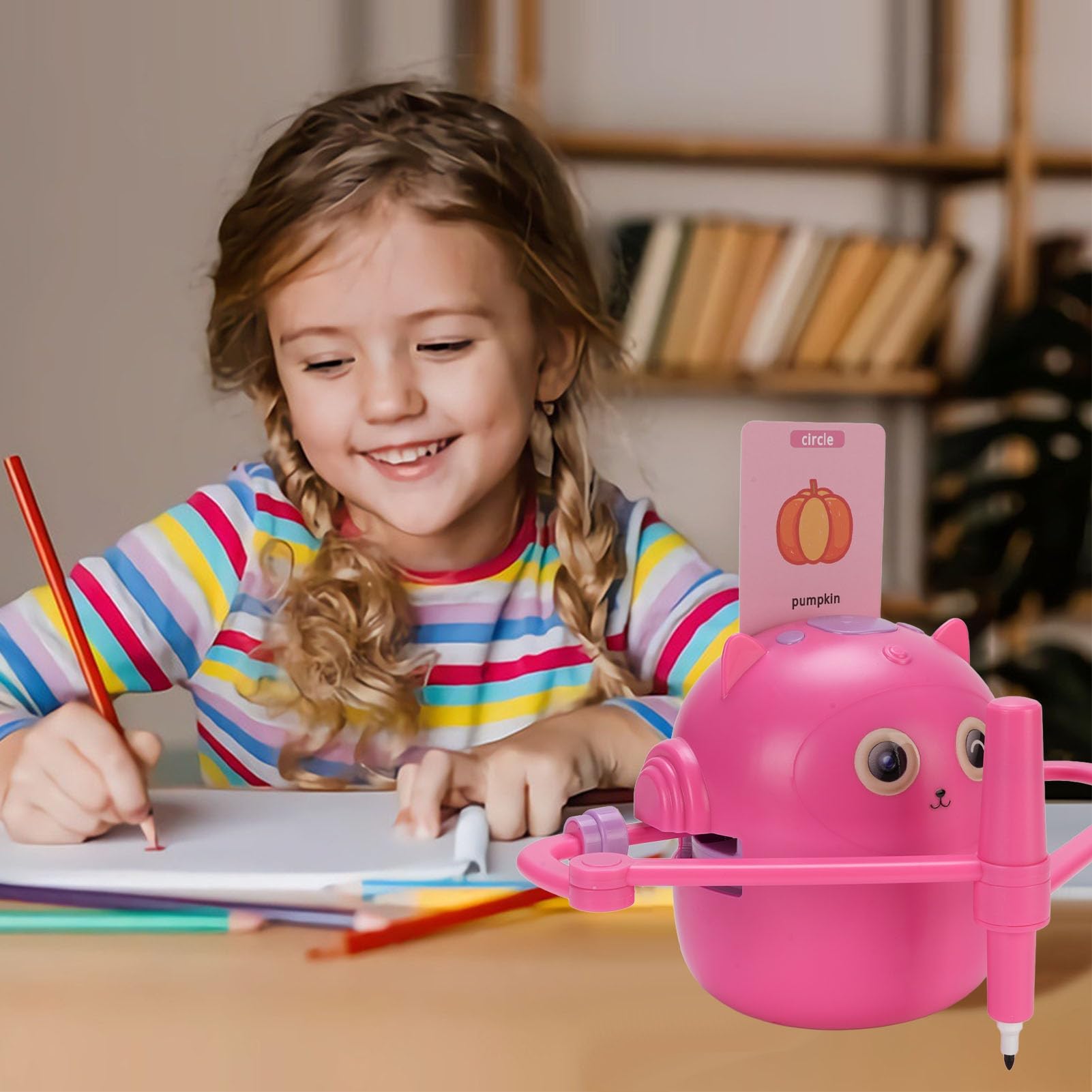 Yosoo Health Gear Intelligenter Zeichenroboter, Pädagogischer Zeichenroboter aus ABS mit 100 Karten, 2 Stiften, 1800 MAh, Interaktives Lernspielzeug Zum Zeichnen für ab 5 Jahren, Kunstübungen zu