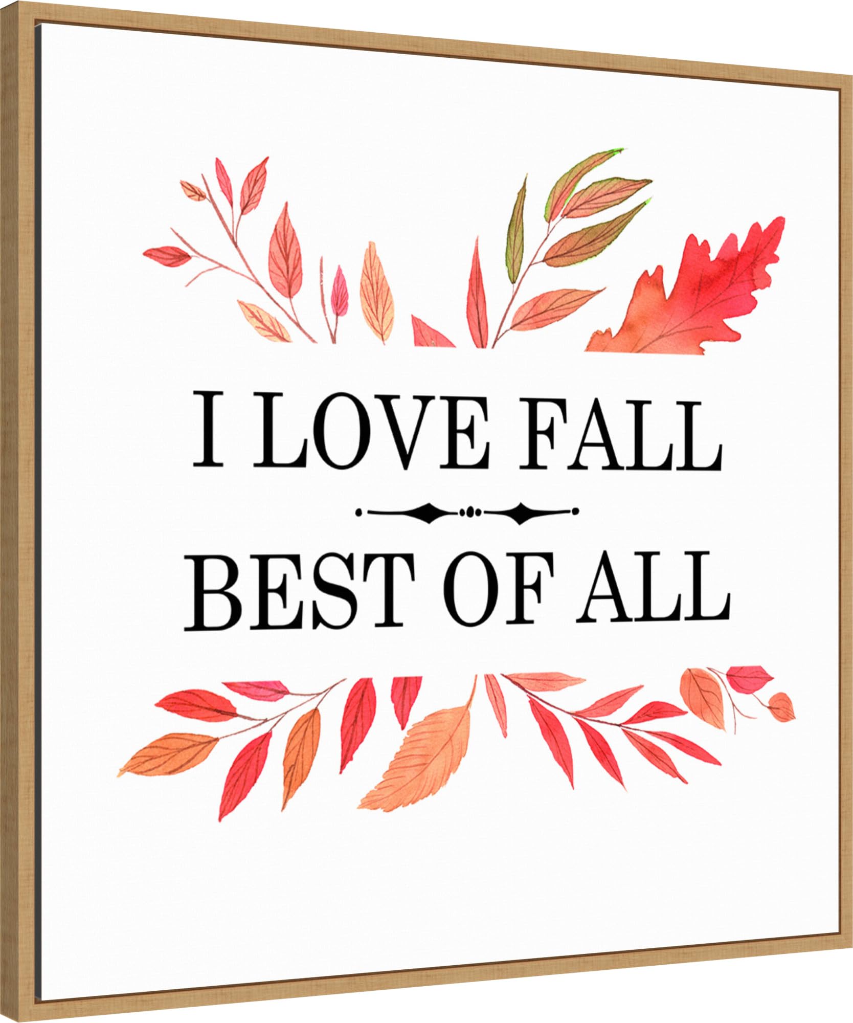 Amanti Art Framed Canvas Wall Art 30x30 Love Fall Best Of All Leaves Portfolio, Framed Wall Art Canvas, Seasons Artwork, Modern Decor, Large Poster Painting for Living Room, Bedroom,