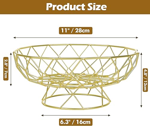Vista 5 de KOLUTI Cesta de frutas de alambre de metal para encimera de cocina, gran soporte de frutero moderno, decoración redonda para encimera, cuencos