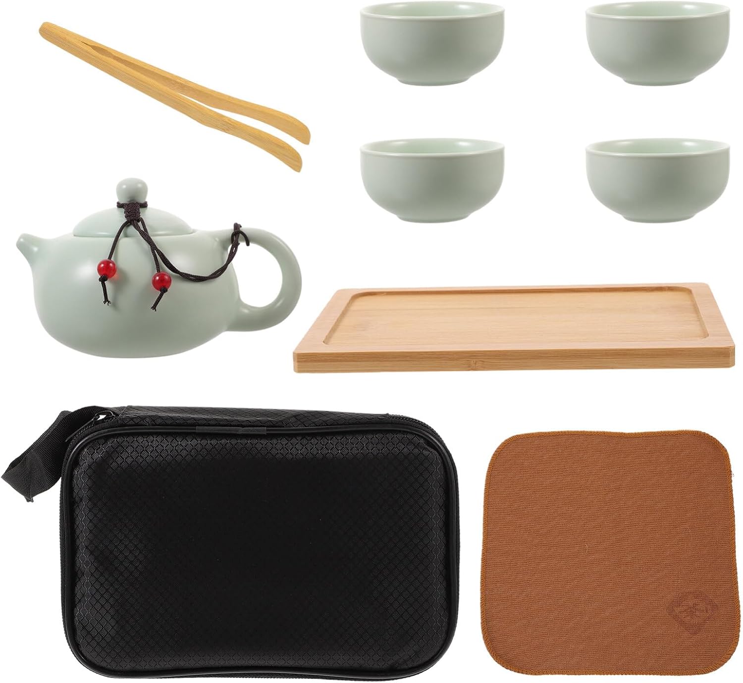 Kichvoe 1 Set Tea Kettle Tea Pot Portable Tea Cups Wooden Tea Tray Home Teaware Ceramic Teacup Kit Ceramic Teapot Ceramic Tea Cups Brew Ceramics Travel Decorate