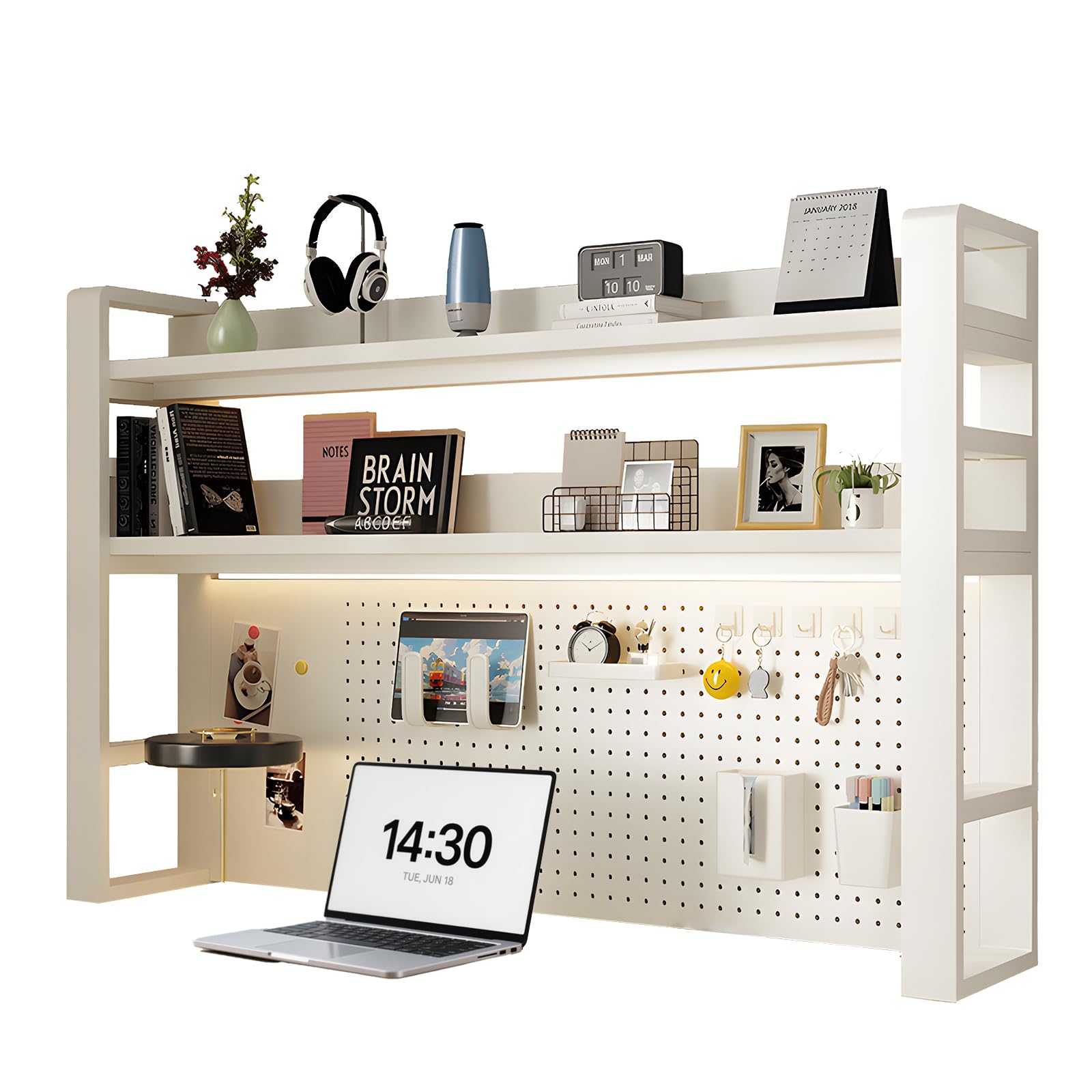 Amazon.co.jp: 机上ラック 有孔ボード付き 卓上ラック DIY本棚 卓上 2