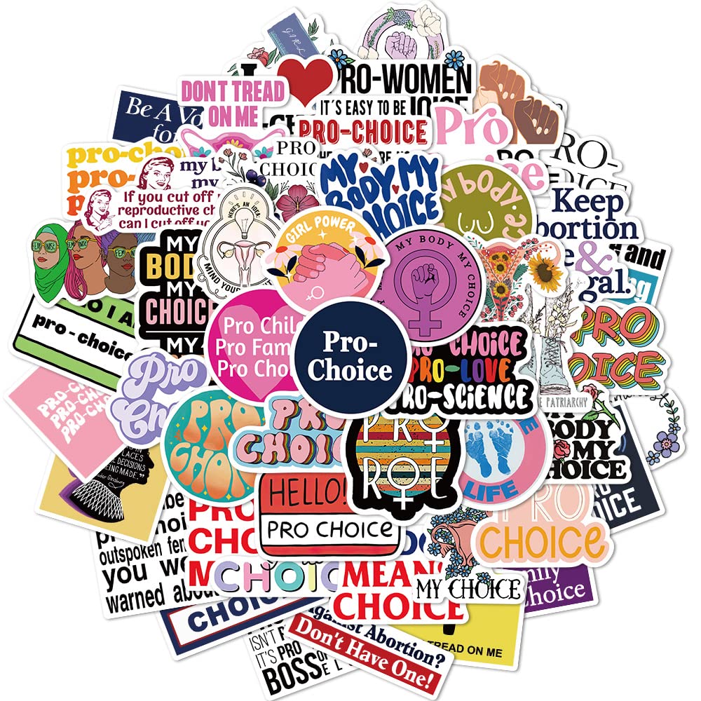 Feminist Pro Choice Stickers of 52 Vinyl Merchandise Woman Awareness & Libber Girls Laptop Stickers for Laptops, Computers, Hydro Flasks, Skateboard and Travel Case