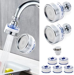 Sink Water Filter Faucet,Bathroom Sink Filter, 360° Rotating Design Faucet Purifier for Kitchen Tap,Removes Chlorine Fluoride Heavy Metals Hard Water for Home Bathroom & Kitchen(2 Pcs)