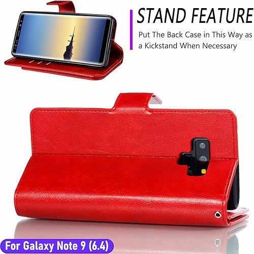 Miniatura 4 de Funda tipo cartera para Galaxy Note 9 de 6.4 pulgadas 3+ ranuras para tarjetas Tarjeta de visita de identificación, ranura para tarjetas de crédito,