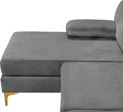 Miniatura 250 de Sofá modular moderno en forma de L, con diván extra ancho y patas doradas Gris,Negro -,Verde,Naranja,Gris oscuro,marino,Púrpura