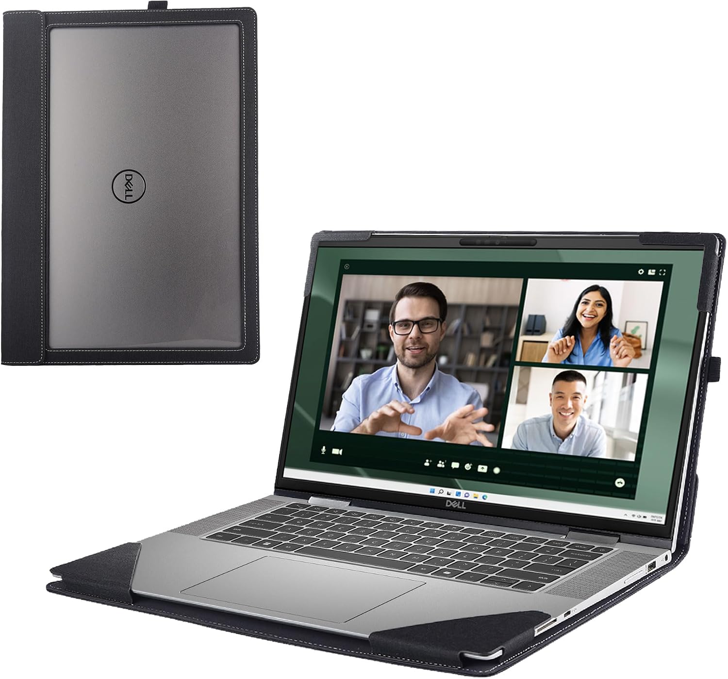 Laptop Cover Case for Dell Latitude 16 7650/7640 Notebook PC (NOT Working with Other Dell Models). 2-in-1 PU Leather Detachable Notebook Sleeve (Patchwork Gray)