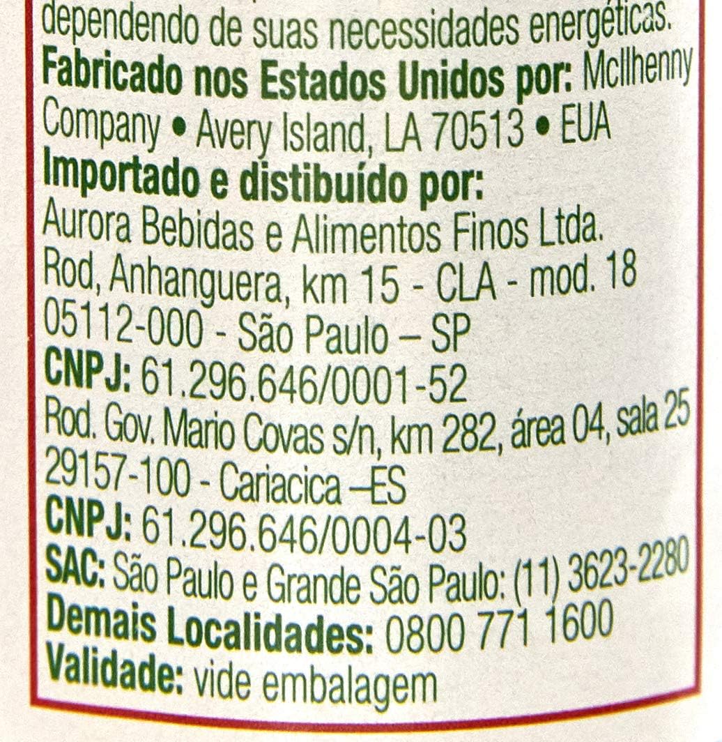 Tabasco Molho De Pimenta Vermelha Original Frasco 60Ml