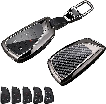 Zinc Alloy Key Fob Cover with Keychain for Chevy Silverado 1500 GMC Sierra 1500 2022-2025 2026, Key Fob Protector Case for Chevrolet Tahoe Silverado Sierra 2500HD 3500HD 2024-2026 Accessories