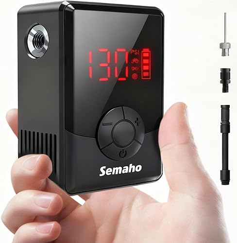 Mini bomba de neumáticos de bicicleta con calibre, bomba eléctrica de bicicleta máxima de 130 PSI, mini bomba de aire de inflado rápido para