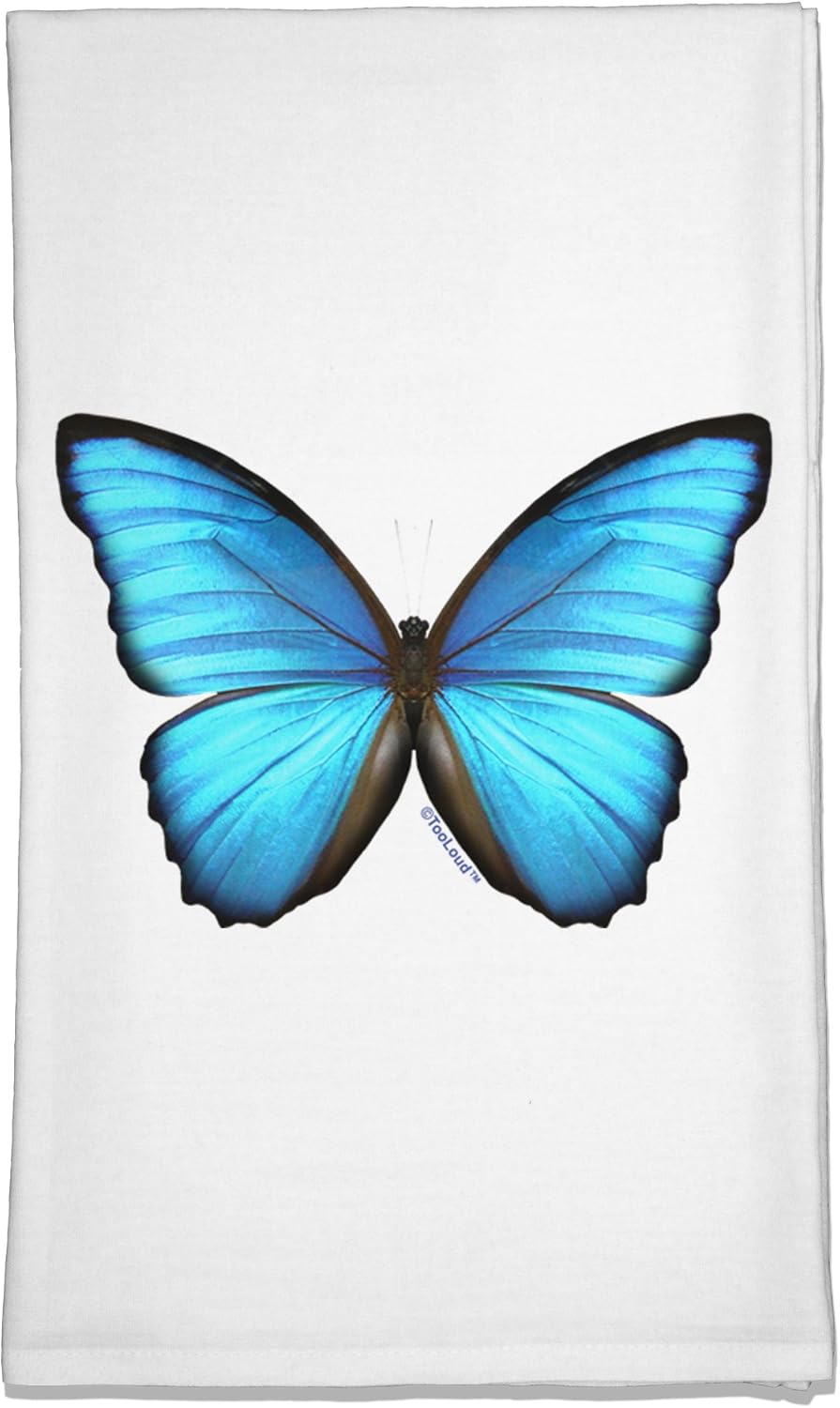 TOOLOUD Big Blue Butterfly Flour Sack Dish Towel
