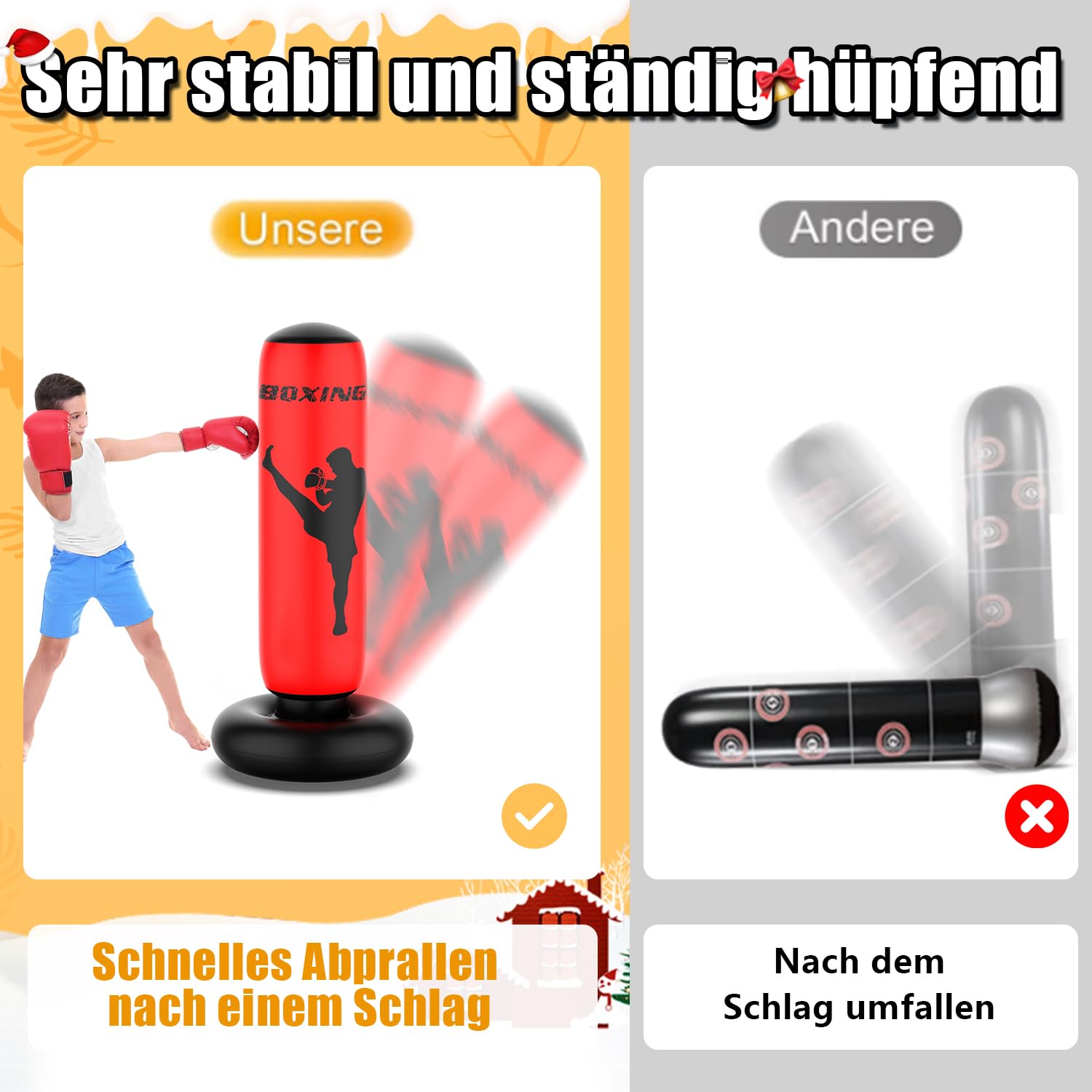 X XBEN Sacco da Boxe per Bambini, 170CM Pungiball Bambini, Stabile, Gonfiabile, Regalo per Ragazzi e Ragazze dai 3-14 Anni, per Praticare Karate, Taekwondo, MMA