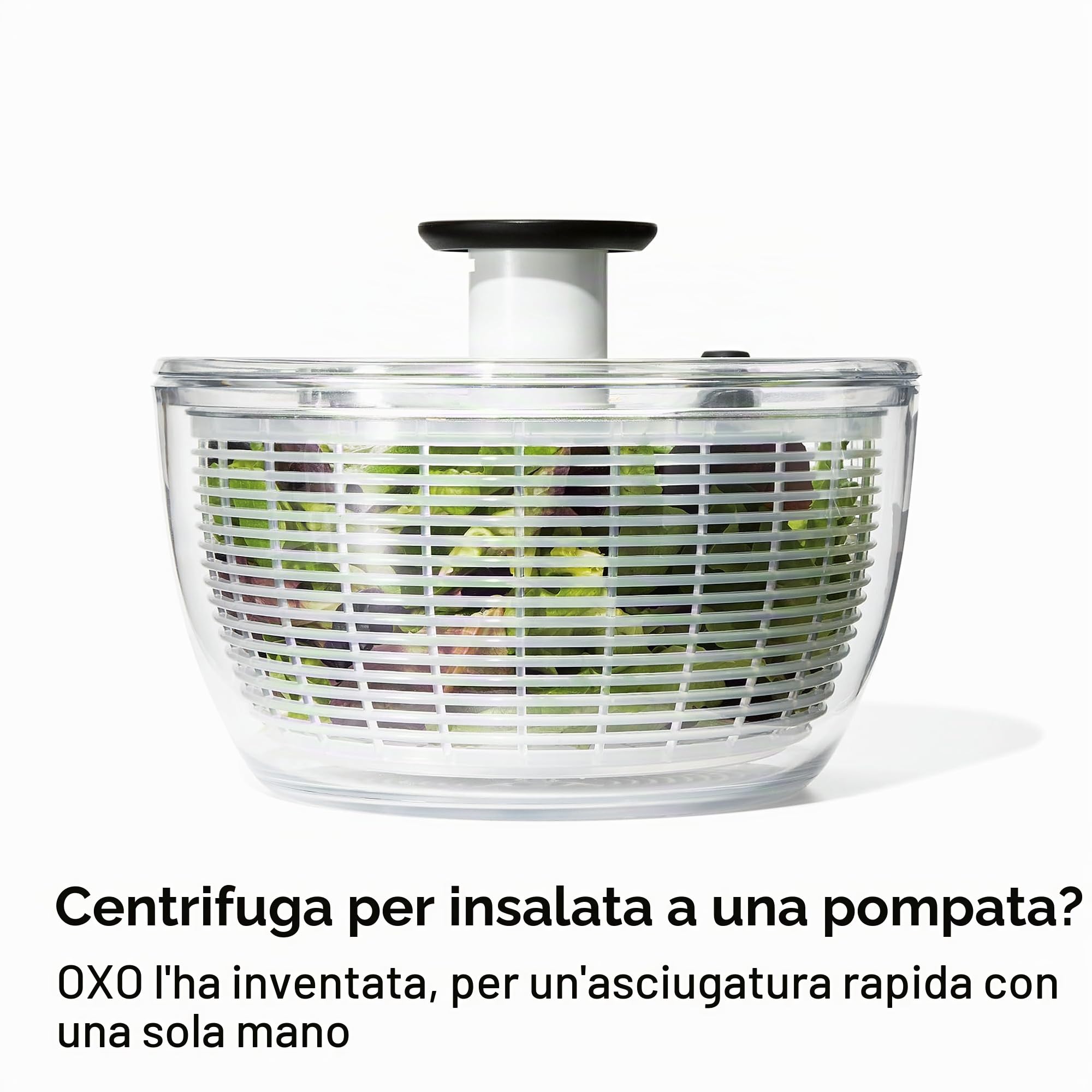 Oxo 324, Centrifuga per insalata con coperchio, diametro: 26 cm