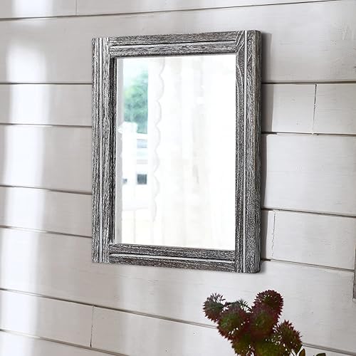 Miniatura 5 de AAZZKANG Espejo Rústico con Marco de Madera Espejos de Pared Grandes 20"x16" Rectangulares Decorativos para Dormitorio Baño Casa de Campo Sala de