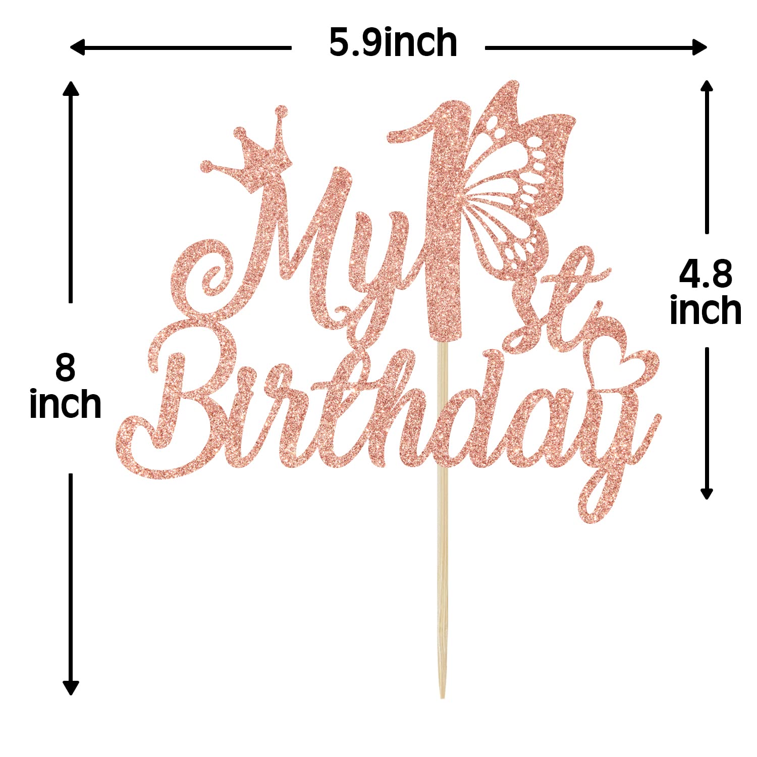 First Birthday Rose Gold Glitter 1st Birthday Cake Topper - Miss ...